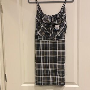 Y/Project Black White Plaid Spaghetti-Strap Dress (Juniors)